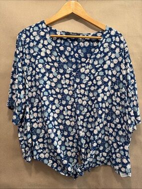 Madewell Navy Blue Daisy Tie-Front Women’s Blouse